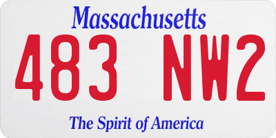 MA license plate 483NW2