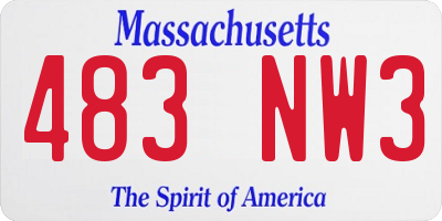 MA license plate 483NW3