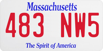 MA license plate 483NW5