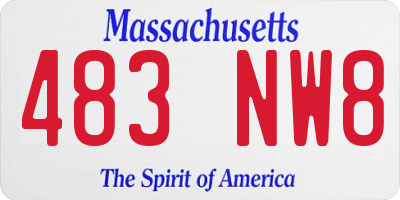 MA license plate 483NW8