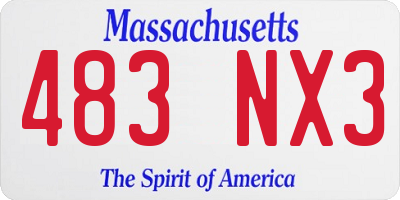 MA license plate 483NX3