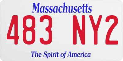 MA license plate 483NY2