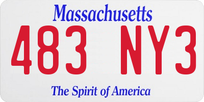 MA license plate 483NY3