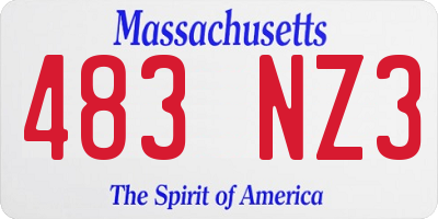 MA license plate 483NZ3