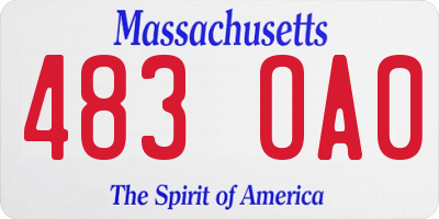 MA license plate 483OA0