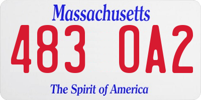 MA license plate 483OA2
