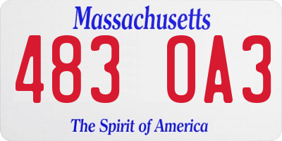 MA license plate 483OA3