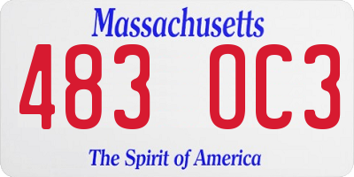MA license plate 483OC3
