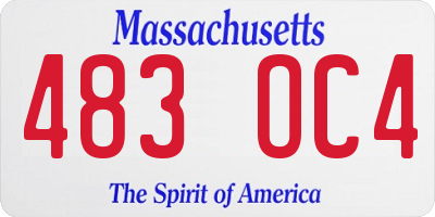 MA license plate 483OC4