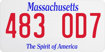 MA license plate 483OD7