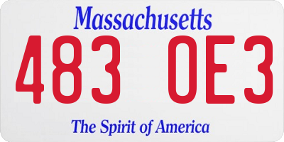 MA license plate 483OE3