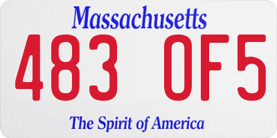 MA license plate 483OF5