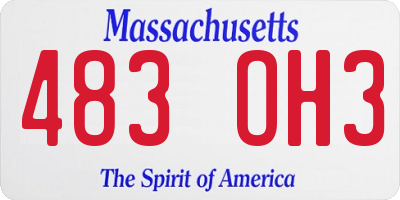 MA license plate 483OH3