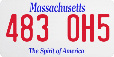 MA license plate 483OH5