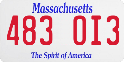 MA license plate 483OI3