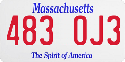 MA license plate 483OJ3