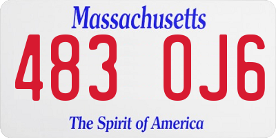 MA license plate 483OJ6
