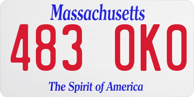 MA license plate 483OK0