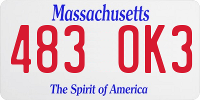 MA license plate 483OK3