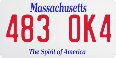 MA license plate 483OK4