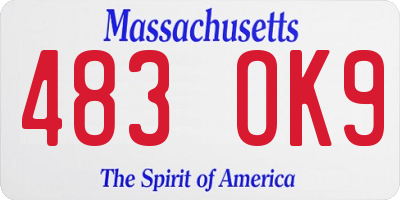 MA license plate 483OK9
