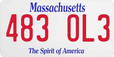 MA license plate 483OL3
