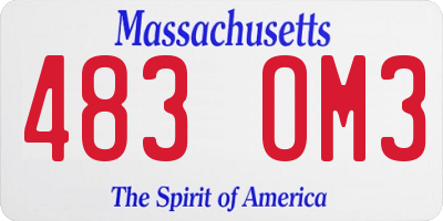 MA license plate 483OM3