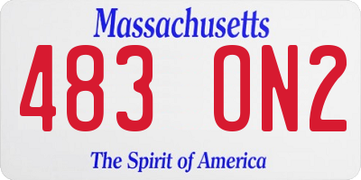 MA license plate 483ON2