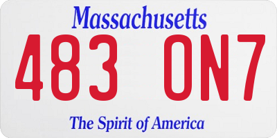 MA license plate 483ON7