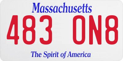 MA license plate 483ON8