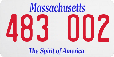 MA license plate 483OO2