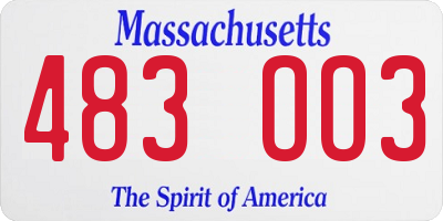 MA license plate 483OO3