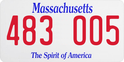 MA license plate 483OO5