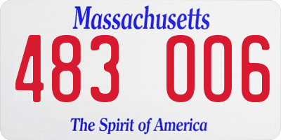 MA license plate 483OO6
