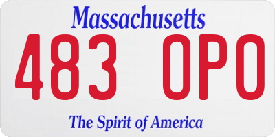 MA license plate 483OP0