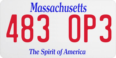 MA license plate 483OP3