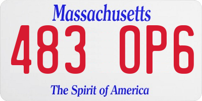 MA license plate 483OP6