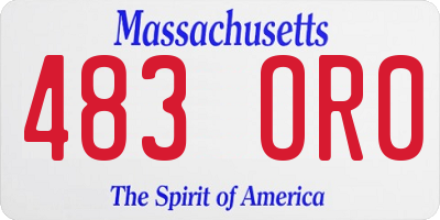 MA license plate 483OR0