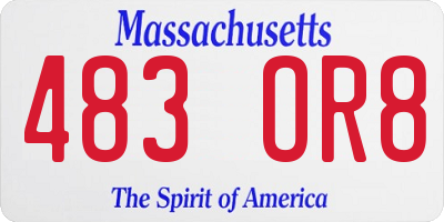 MA license plate 483OR8