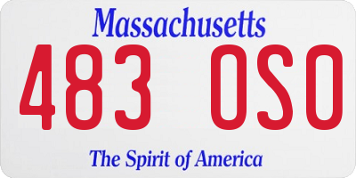 MA license plate 483OS0