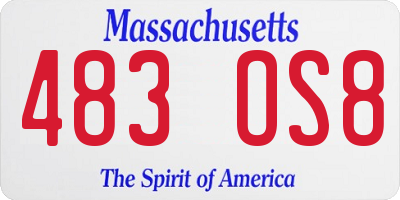 MA license plate 483OS8