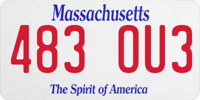 MA license plate 483OU3