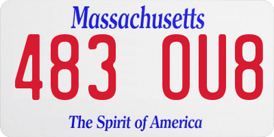 MA license plate 483OU8
