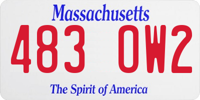 MA license plate 483OW2