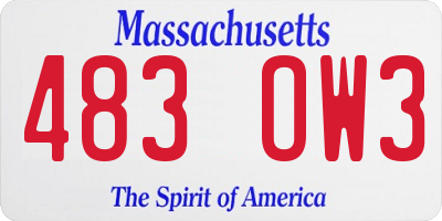 MA license plate 483OW3