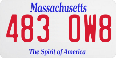 MA license plate 483OW8