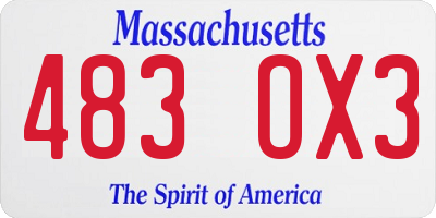 MA license plate 483OX3