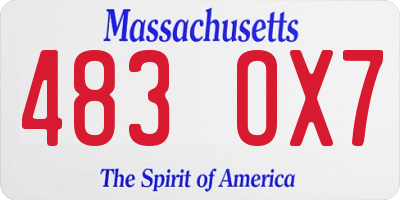 MA license plate 483OX7