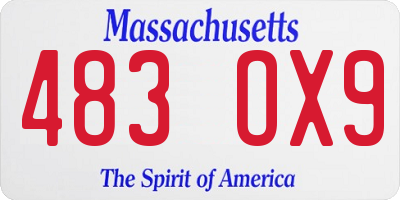 MA license plate 483OX9
