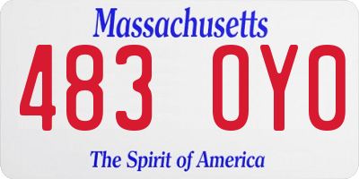 MA license plate 483OY0